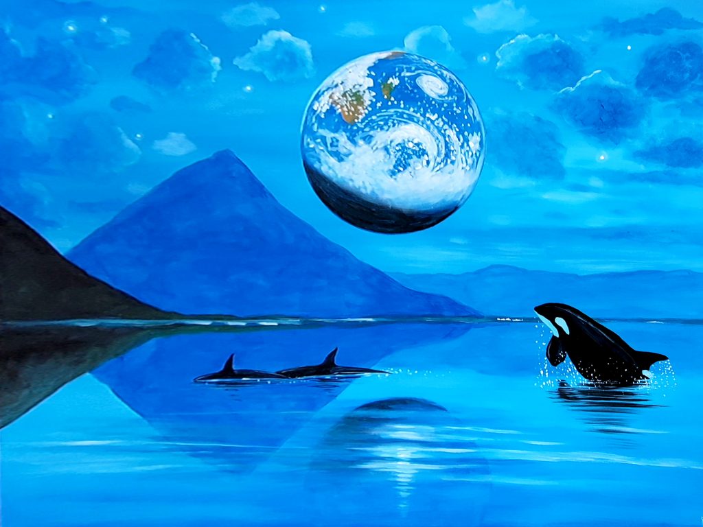 'Earth Consciousness' © 2020 Carlos Aleman 40" x 30" Acrylic on Canvas