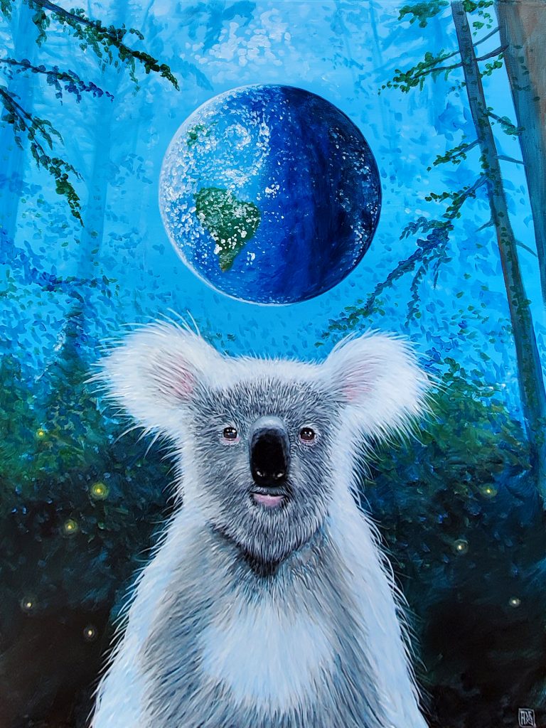 'Earth Consciousness' © 2020 Carlos Aleman 40" x 30" Acrylic on Canvas