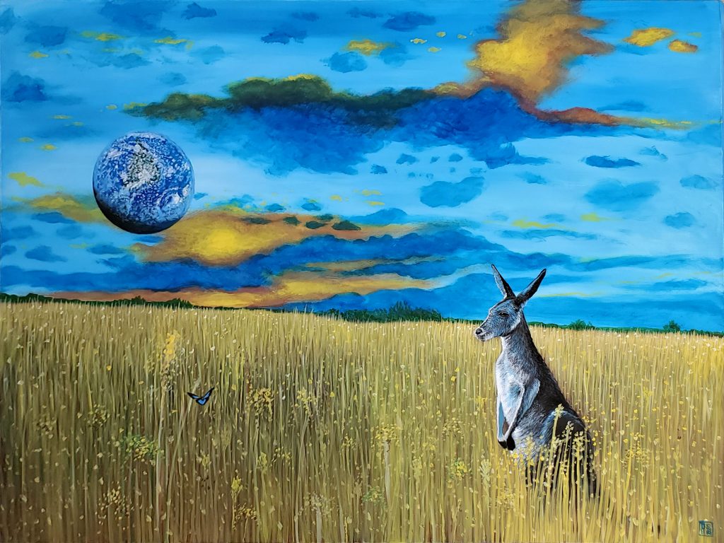 'Earth Consciousness' © 2020 Carlos Aleman 40" x 30" Acrylic on Canvas